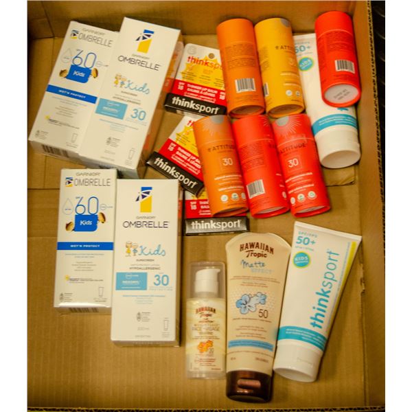 FLAT LOT OF SUNSCREEN PRODUCTS