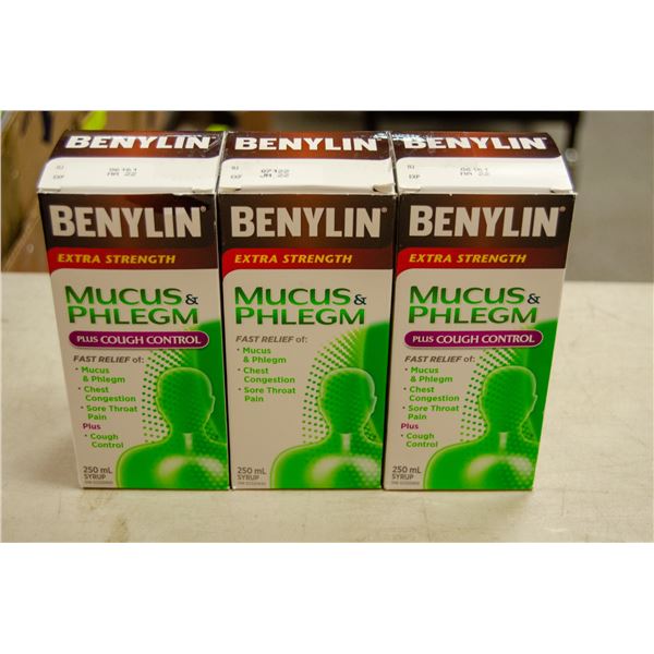 LOT OF 3 EXTRA STRENGTH BENYLIN MUCUS & PHLEGM