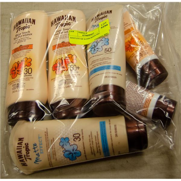 BAG LOT OF SUNSCREEN PRODUCTS