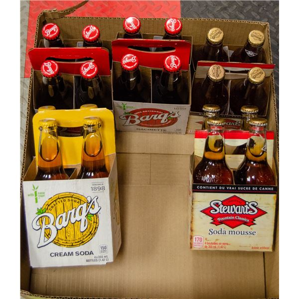 FLAT LOT OF ASSORTED BARQ'S & STEWART'S SODA