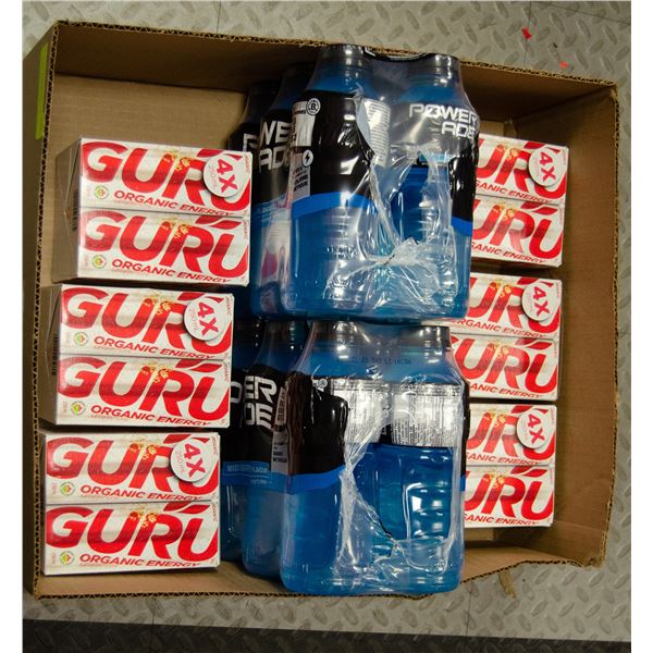 FLAT LOT OF GURU ENERGY AND POWERADE PRODUCTS