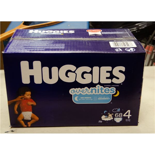CASE OF HUGGIES OVERNITES 68 DIAPERS SZ 4