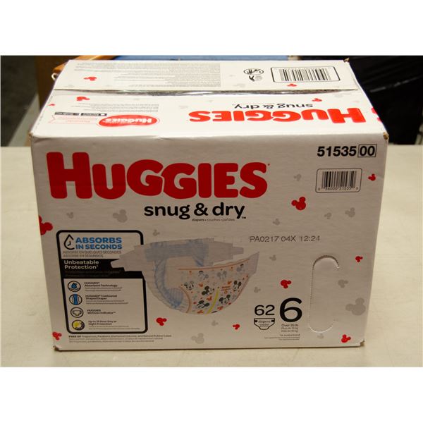 HUGGIES SNUG & DRY DIAPERS CASE OF 62