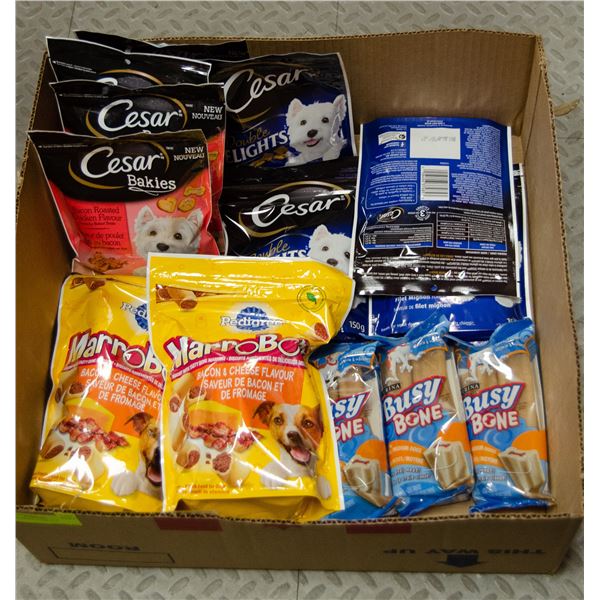 FLAT OF BRAND NAME DOG TREATS