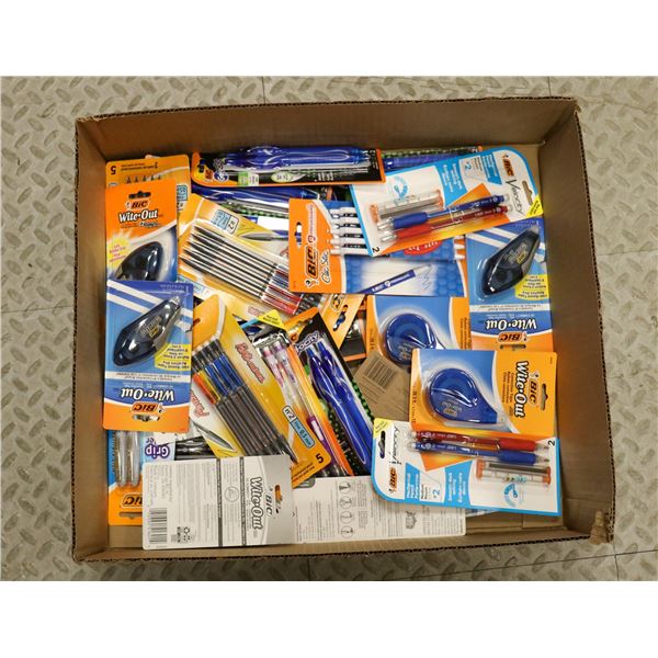 FLAT OF ASSORTED PENS, MARKERS, MECHANICAL PENCILS
