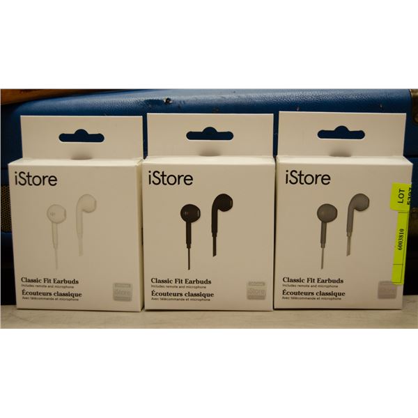 LOT OF 3 ISTORE CLASSIC FIT EARBUDS