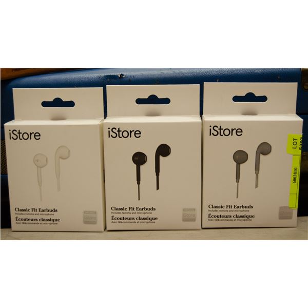 LOT OF 3 ISTORE CLASSIC FIT EARBUDS