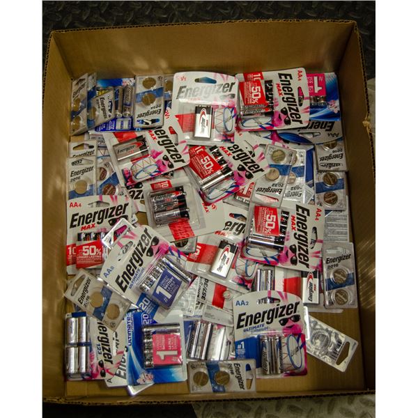 BOX LOT OF ASSORTED ENERGIZER BATTERIES