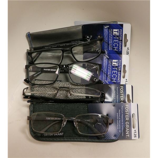 LOT OF 4 ASSORTED FOSTER GRANT +1.25 GLASSES WITH