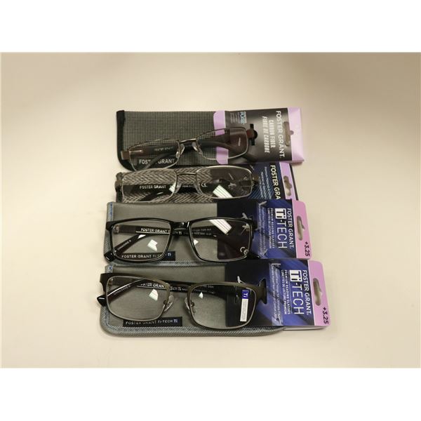 LOT OF 4 ASSORTED FOSTER GRANT +3.25 GLASSES WITH