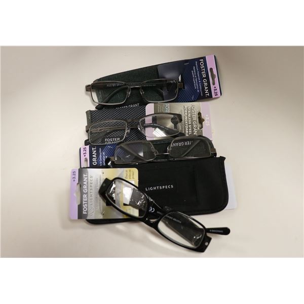 LOT OF 4 ASSORTED FOSTER GRANT +3.25 GLASSES WITH