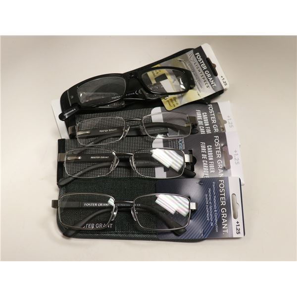 LOT OF 4 ASSORTED FOSTER GRANT +1.25 GLASSES WITH