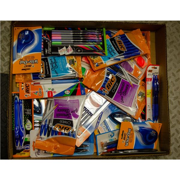 FLAT OF ASSORTED PENS MARKERS & MORE