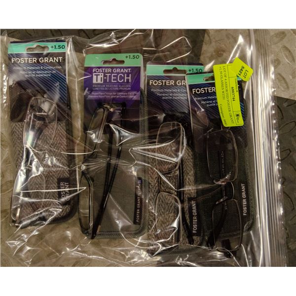 LOT OF 4 ASSORTED FOSTER GRANT +1.50 GLASSES WITH