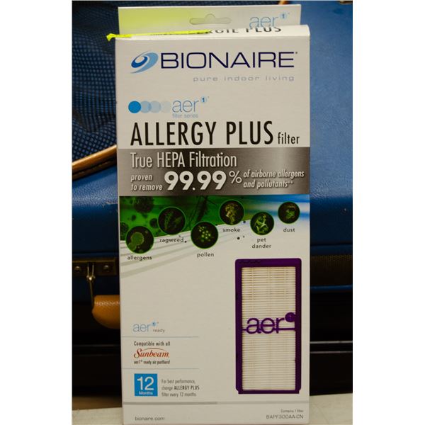 BIONAIRE ALLERGY PLUS FILTER TRUE HEPA FILTRATION