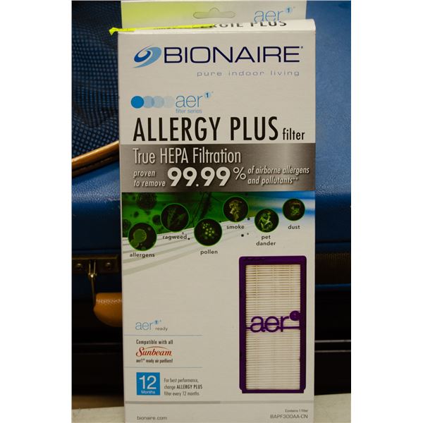 BIONAIRE ALLERGY PLUS FILTER TRUE HEPA FILTRATION