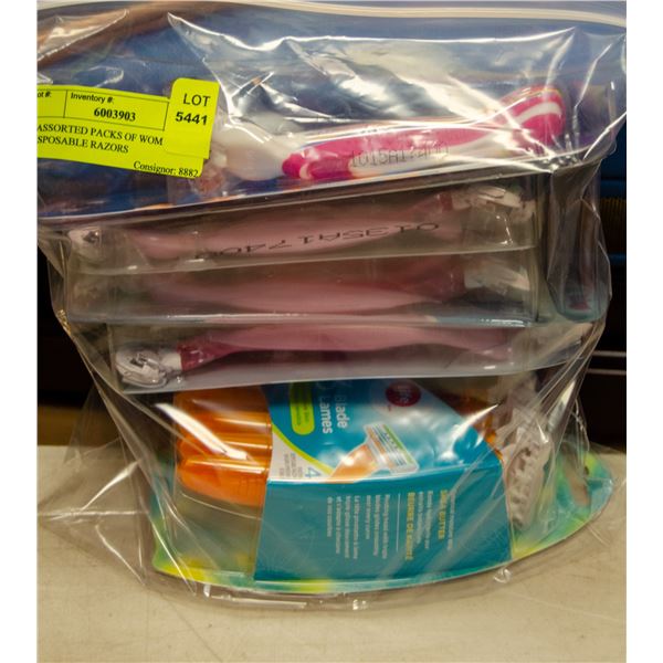 5 ASSORTED PACKS OF WOMENS DISPOSABLE RAZORS