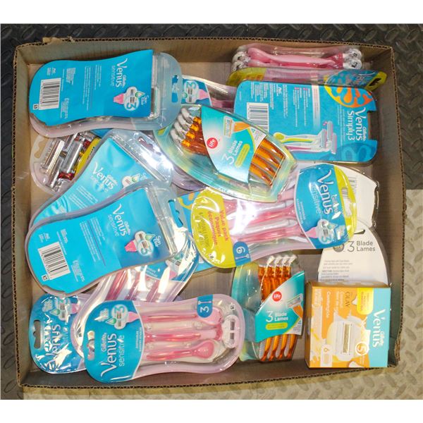 BOX OF ASSORTED WOMENS RAZORS