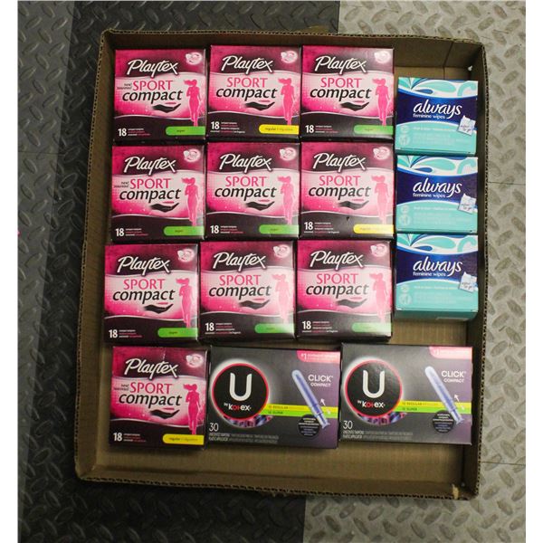 FLAT LOT OF ASSORTED FEMININE PRODUCTS