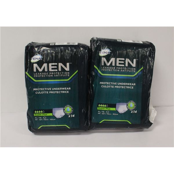 2 PACKS OF TENA MENS LEAKAGE PROTECTION UNDERWEAR