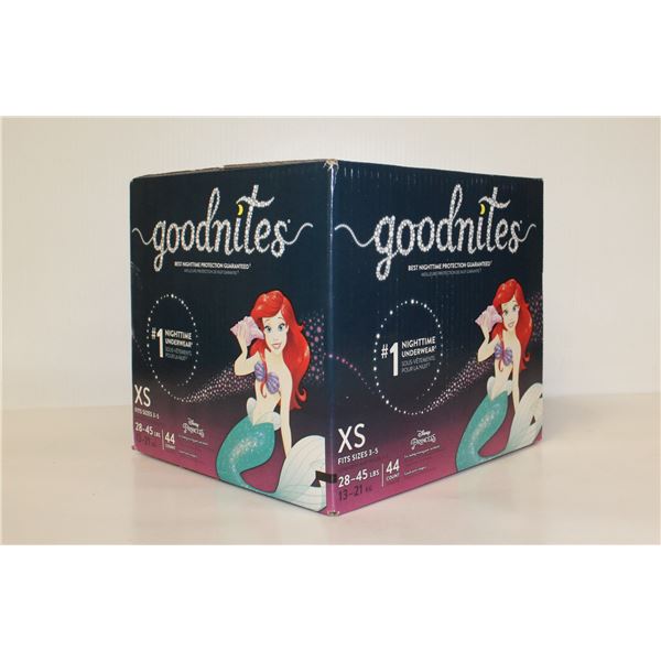 GOODNITES NIGHTTIME UNDERWEAR CASE OF 44 XS