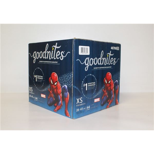GOODNITES NIGHTTIME UNDERWEAR CASE OF 44 XS