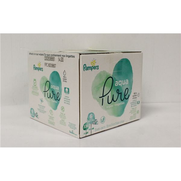 PAMPERS PURE AQUA WIPES 6 PACKS 336 WIPES