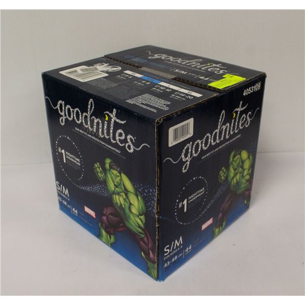 GOODNITES NIGHTTIME UNDERWEAR CASE OF 44 S/M