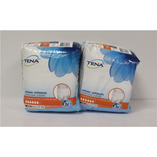 2 PACKS OF TENA UNISEX ULTIMATE-EXTRA UNDERWEAR
