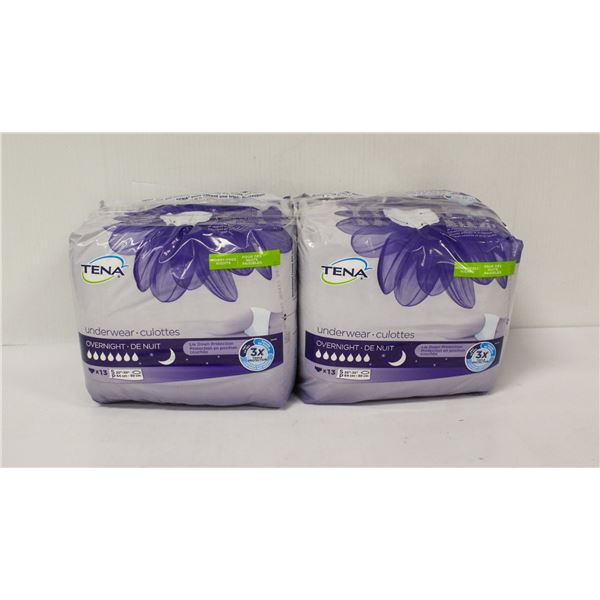 2 PACKS OF TENA OVERNIGHT UNDERWEAR