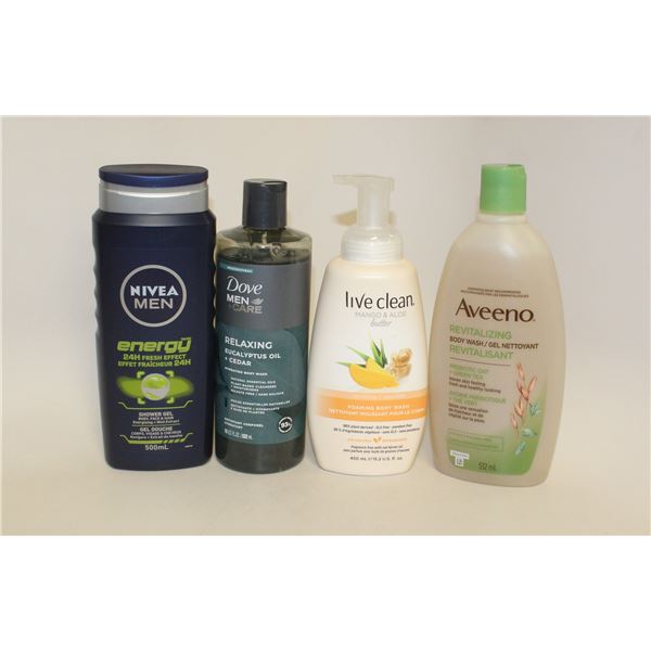 LOT OF 4 ASSORTED BOTTLES OF BODYWASH
