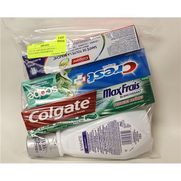 LOT OF ASSORTED DENTAL GOODS INCLUDING TOOTHPASTE