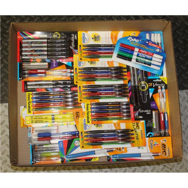 FLAT OF ASSORTED UNOPENED MARKER & PEN PACKS