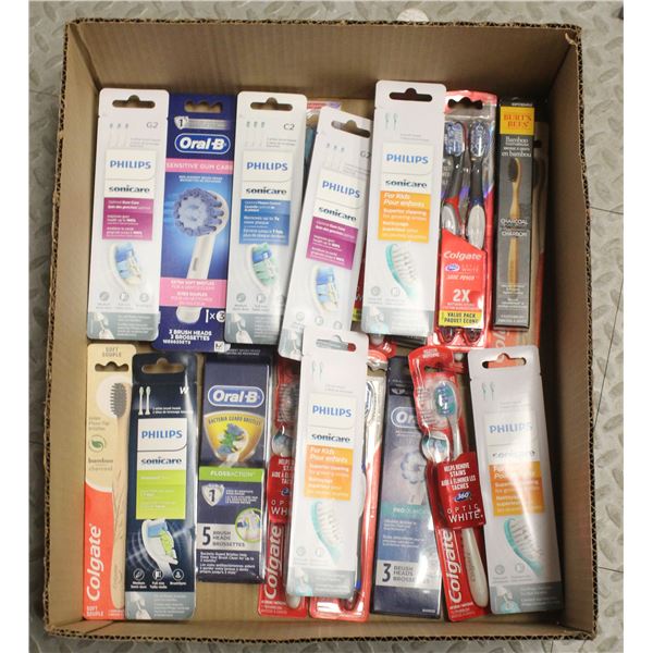 FLAT LOT OF BRAND NAME TOOTHBRUSHES