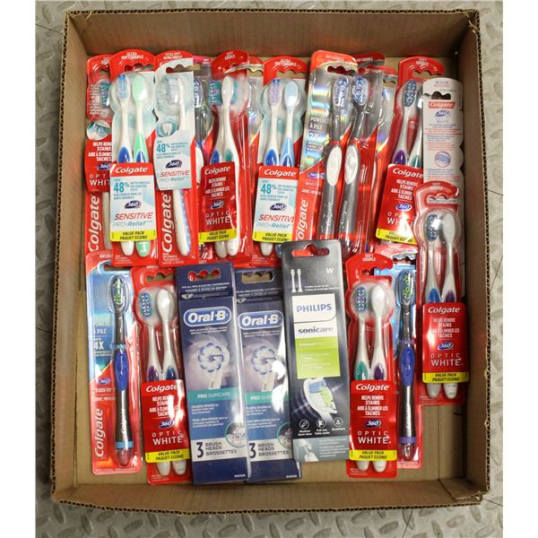 FLAT LOT OF BRAND NAME TOOTHBRUSHES
