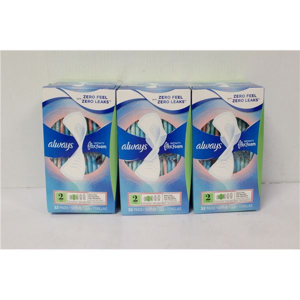 3 PACKS OF ALWAYS INFINITY FLEXFOAM PADS SIZE 2