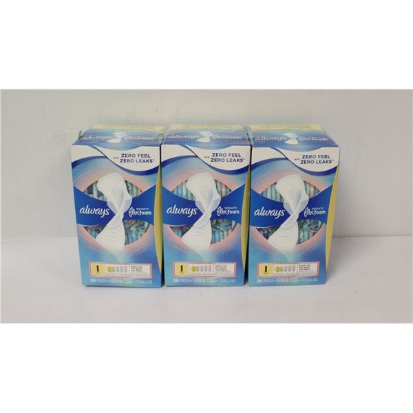 3 PACKS OF ALWAYS INFINITY FLEXFOAM PADS SIZE 1