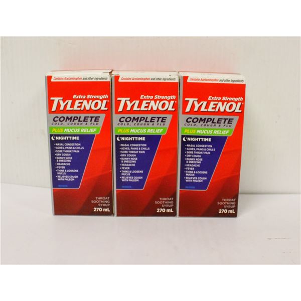 3 BOXES OF TYLENOL EXTRA STRENGTH COMPLETE COLD
