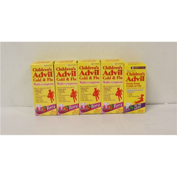 LOT OF 5 CHILDRENS ADVIL 100ML EACH