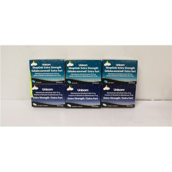 6 BOXES OF UNISOME SLEEPGELS & TABLETS