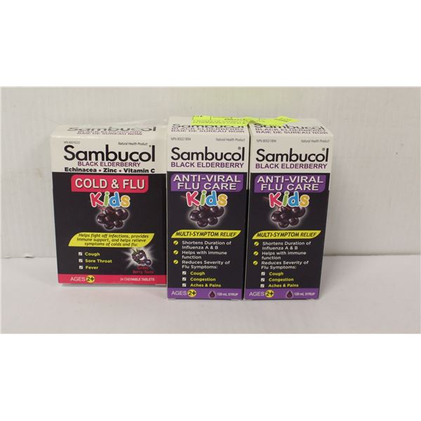 3 BOXES OF SAMBUCOL BLACK ELDERBERRY COLD & FLU
