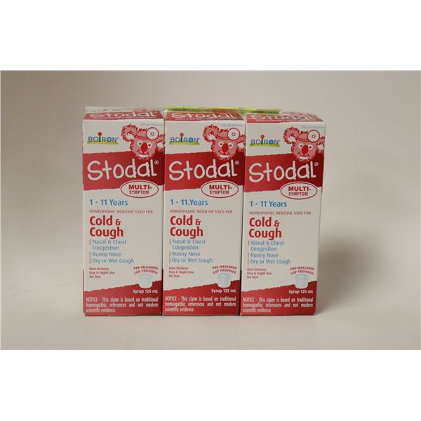 3 BOXES OF STODAL CHILDRENS COUGH & COLD MEDICINE