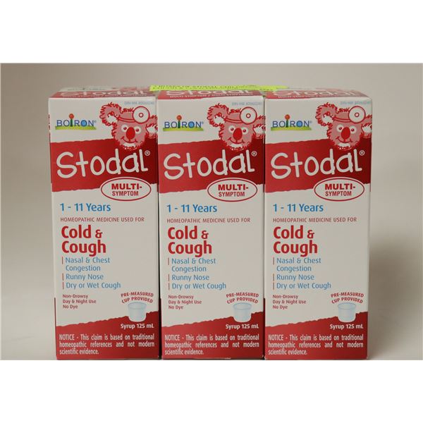 3 BOXES OF STODAL CHILDRENS COUGH & COLD MEDICINE