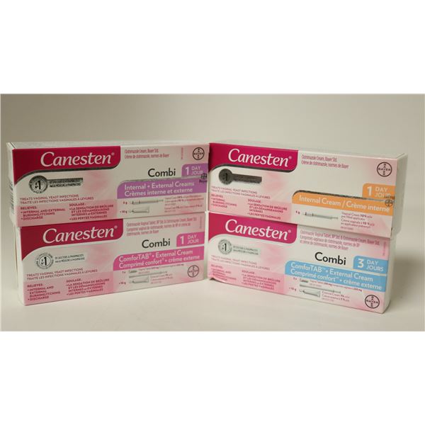 4 ASSORTED BOXES OF CANESTEN CREAMS