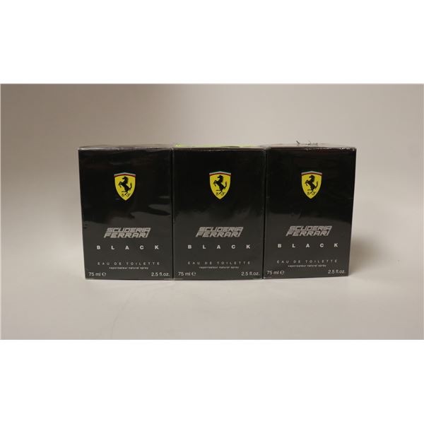LOT OF 3 SCUDERIA FERRARI BLACK EAU DE TOILETTE
