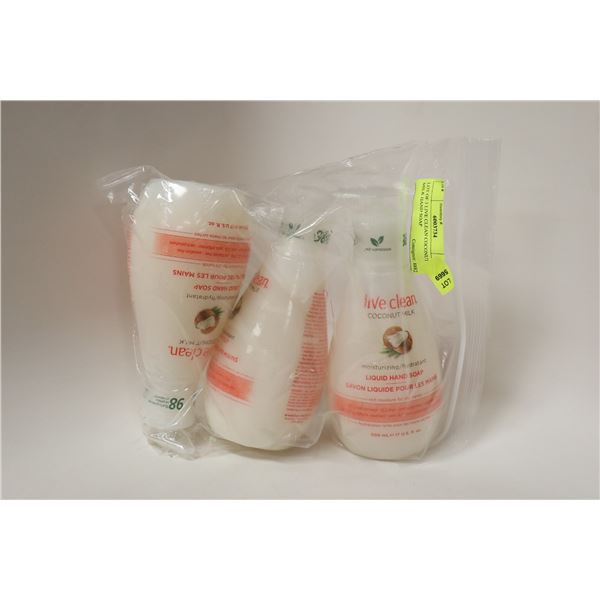 LOT OF 3 LIVE CLEAN COCONUT MILK HAND SOAP