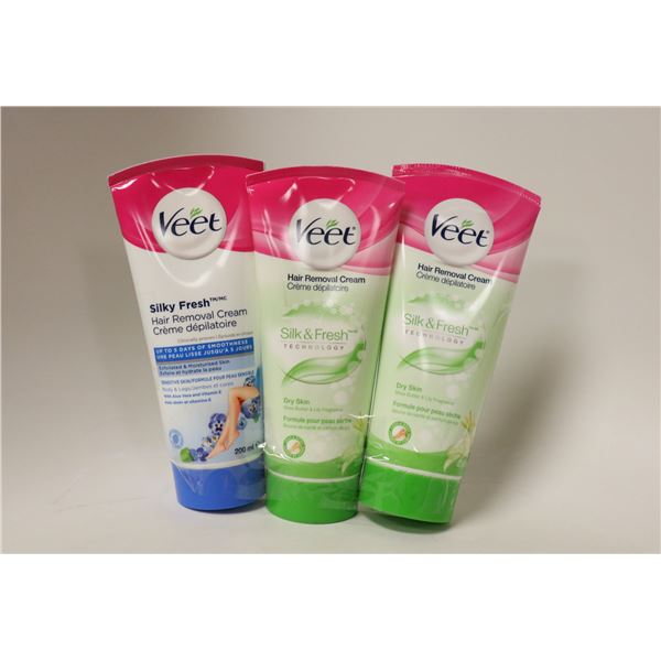 3 TUBES OF VEET SILK & FRESH HAIR REMOVAL CREAM
