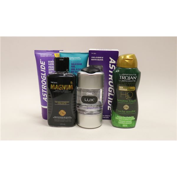 LOT OF 6 ASSORTED LUBRICANTS INCLUDING TROJAN