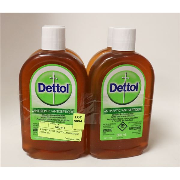 4 BOTTLES OF DETTOL ANTISEPTIC 500ML X 4