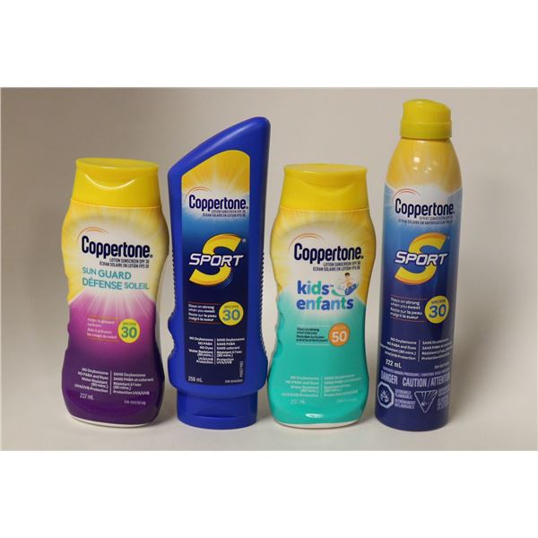 LOT OF 4 ASSORTED COPPERTONE SUNSCREEN PRODUCTS